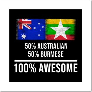 50% Australian 50% Burmese 100% Awesome - Gift for Burmese Heritage From Myanmar Posters and Art